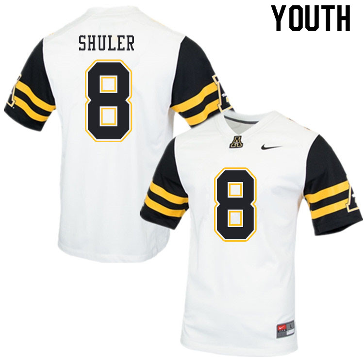 Youth #8 Navy Shuler Appalachian State Mountaineers College Football Jerseys Sale-White - Click Image to Close